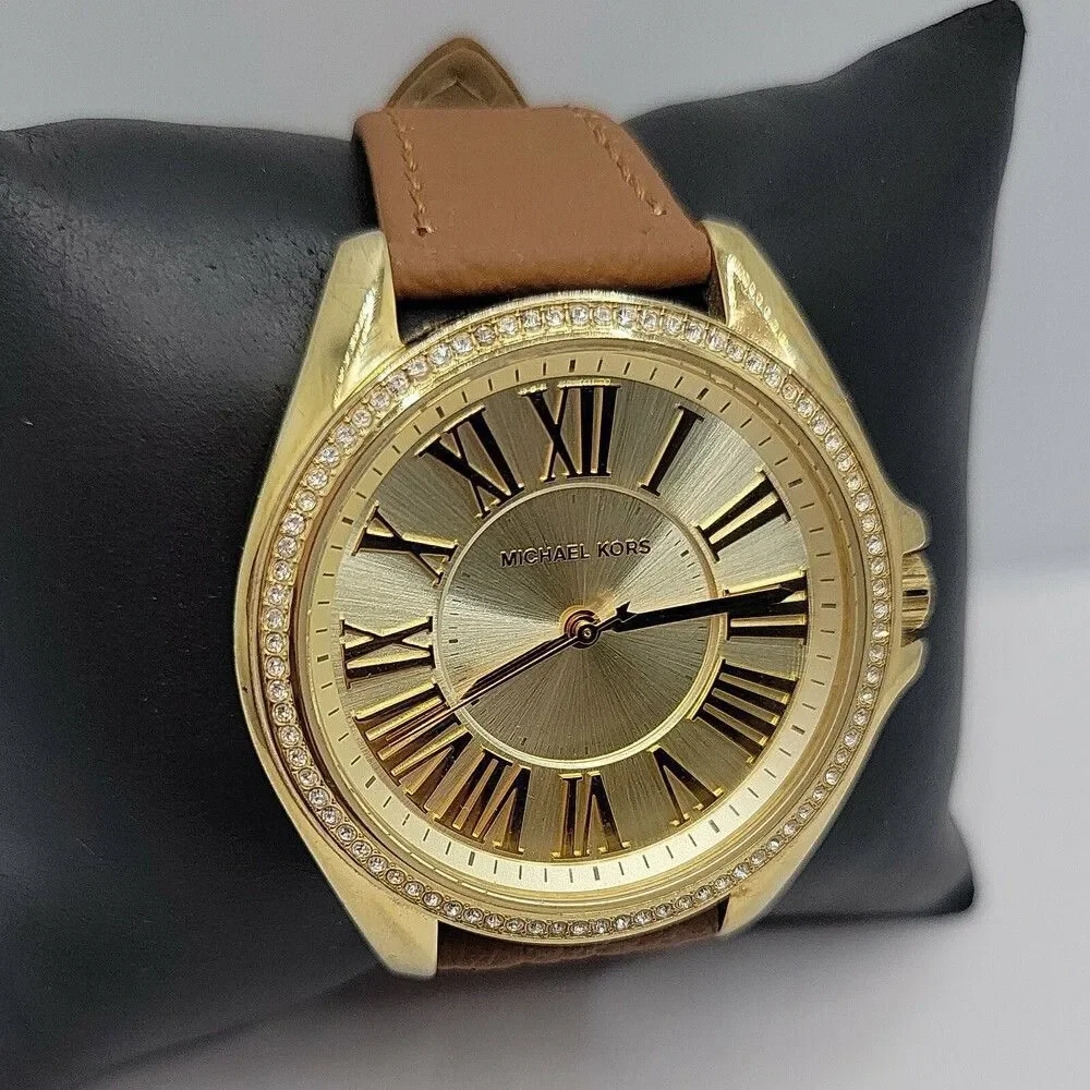 MICHAEL KORS MK2394 Women's Brown Leather Analog Dial Quartz Wrist Watch AM519